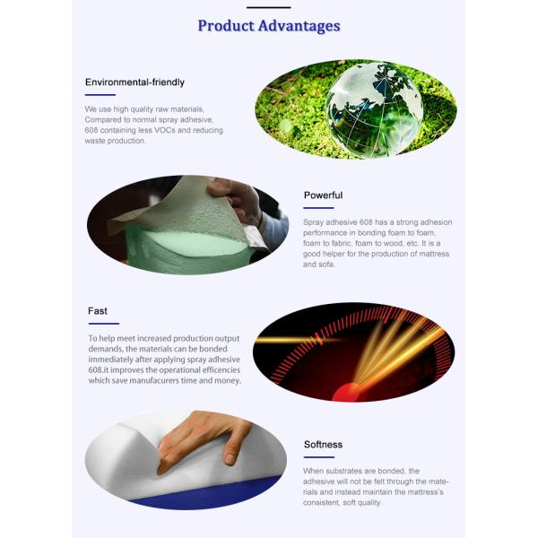 High Solid Content Memory Foam Adhesive Spray Fast Dry Low Smell