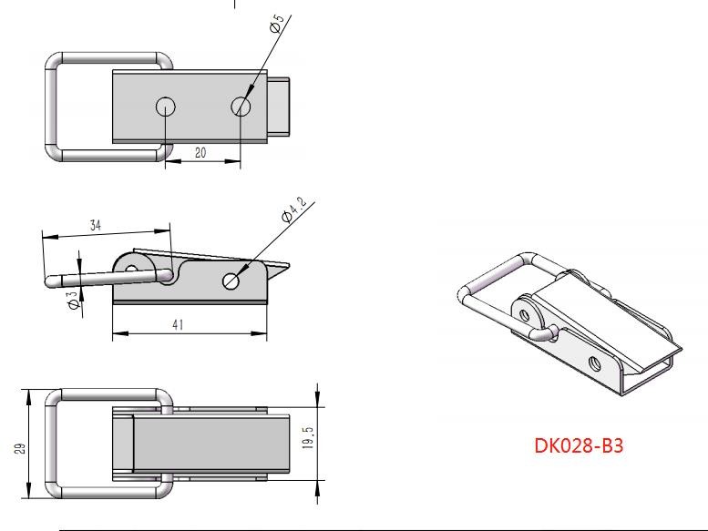 DK028 Small Bridge Cover Plate Stainless Steel Toggle Latch For Distribution Box