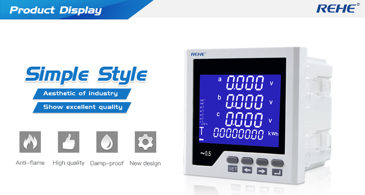 Display Simple Operation Intelligent Blue LCD Display 96*96mmThree Phase Multi-function Meter RH-3D3Y