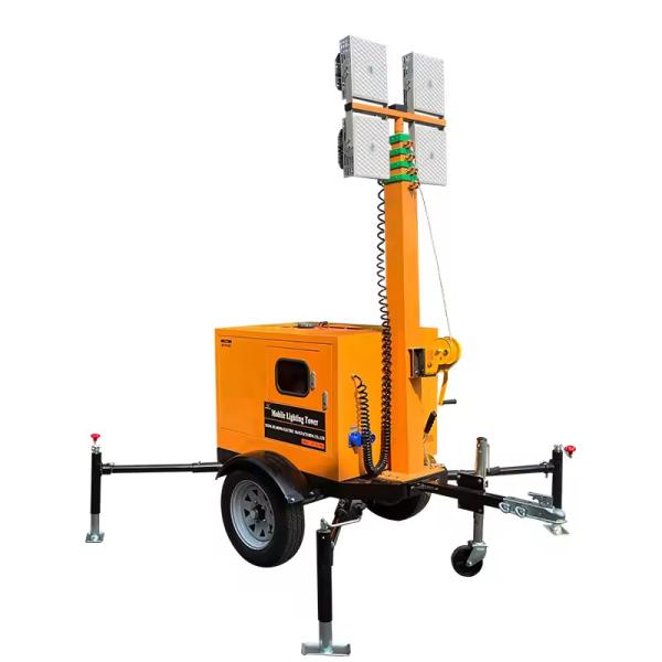 7M 9M Trailer Type Tower Durable Lighting Tool LED Mobile Diesel Generator Lifting Lighting Tower