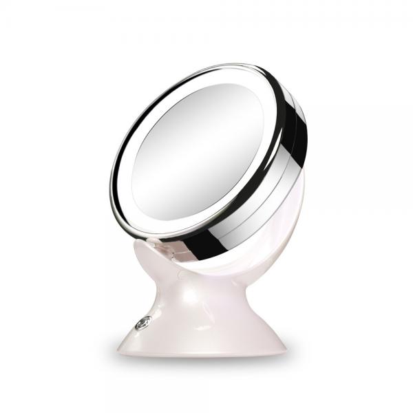 Quality 5x Magnifying LED Makeup Mirror , Desktop Round Cosmetic Mirror for sale
