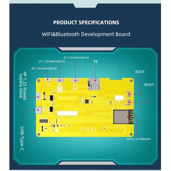 4.3 Inch ESP32 Display Module 480x270 HMI Touch Screen 4.75V - 5.25V