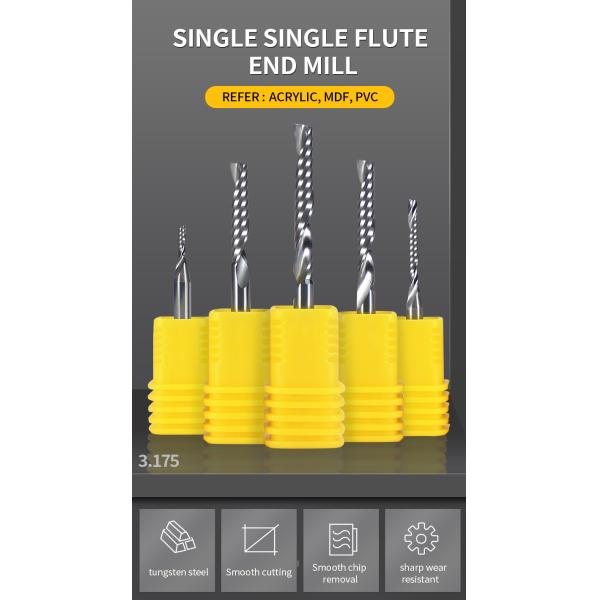 Acrylic Pvc Cutting Bit Tungsten Carbide Single Flute End Mill