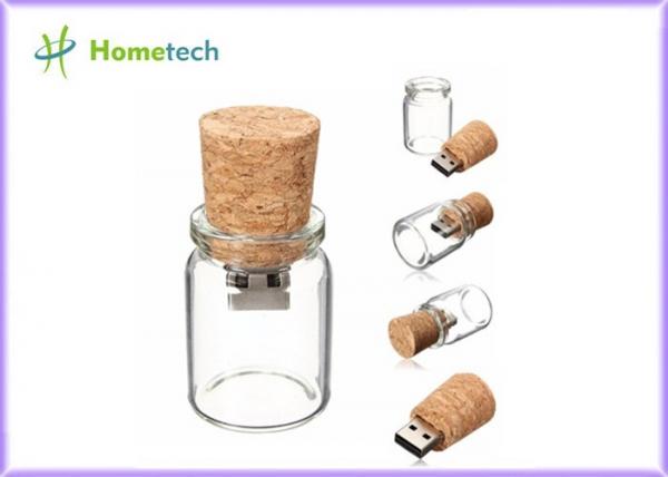 Quality Bottle Glass Wooden USB Flash Drive 2.0 For Wedding Giveaways 4GB 8GB for sale