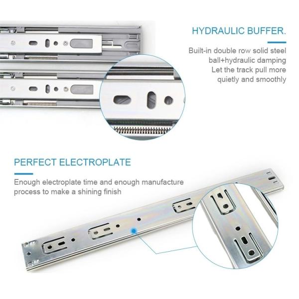 Furniture Drawer 45mm Full Extension Ball Bearing Slides Telescopic Channel
