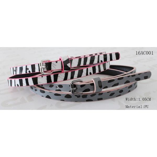 Skinny Silk Printing Kids Fashion Belts Zebra / Leopard Printing Patterns