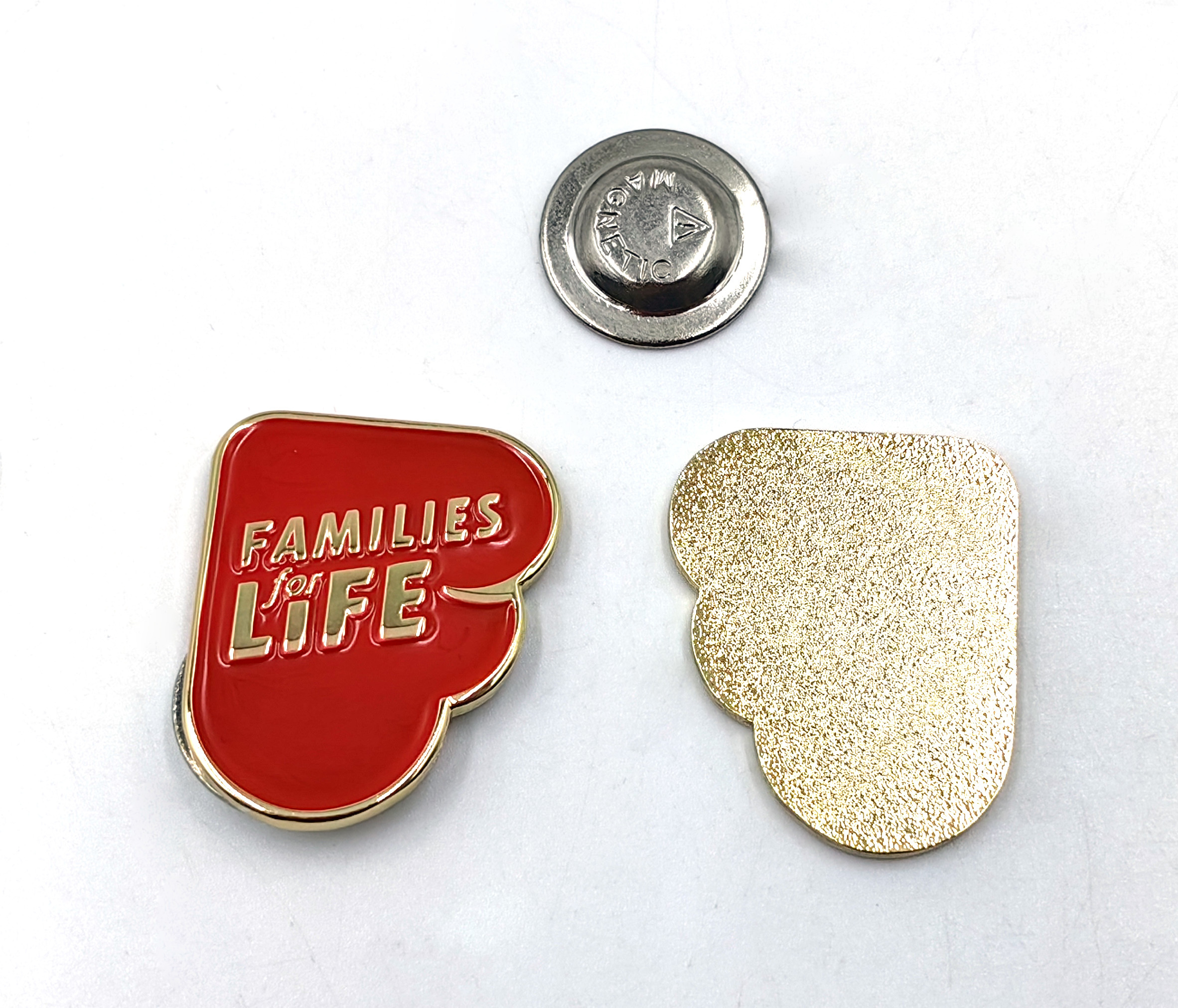 Shiny Gold Red Soft Enamel Badge with Magnetic Clasp for Custom Emblem/Lapel Pin Collection Available in 1 Inch Size