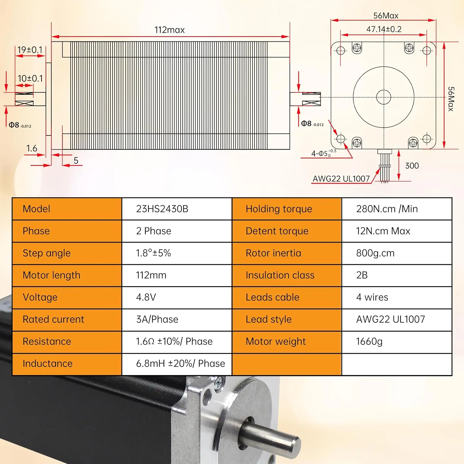 Dual Shaft CNC Controller Kit MACH3 Nema23 Stepper Motor USB 4 Axis 112mm