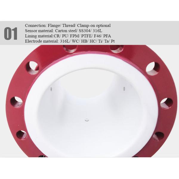 RS485 PTFE Electromagnetic Flow Meter IP65 High Accuracy 4MPa MAX Pressure