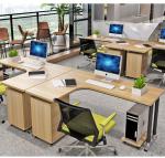 Wooden L Shape Office Workstation Desk With Lifting Function