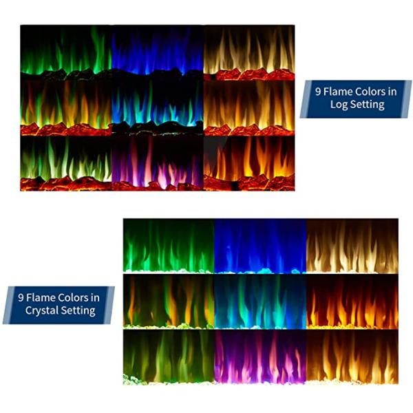 Multicolor Electric Fireplace Low Noise Recessed Wall Mounted AC120V/60HZ N.W/G.W 24/28kgs