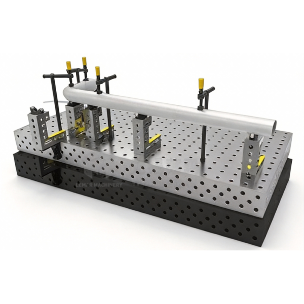 D16 Welding Table Heavy Duty Steel Frame Featuring Heat Resistant Surface and Adjustable Clamps