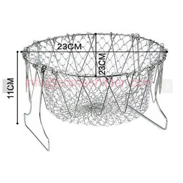 Stainless Steel Chef Basket Colander For Deep Frying / Steaming / Boiling