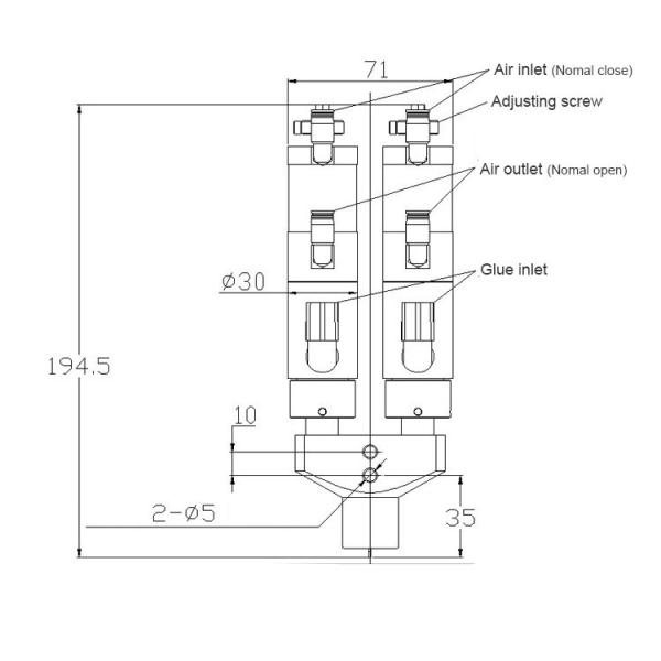 Two Component Mix Meter Dispensing Valve 600 Times / Min Operating Frequency