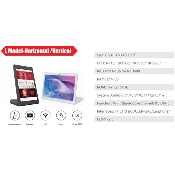 10.1 Inch L-shaped RK3566 POE NFC Android 11 Tablet Pc Desktop White Restaurant Ordering Tablet with Dual Camera