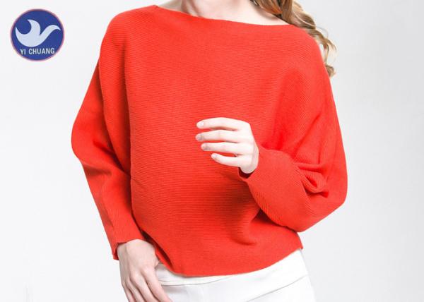 Quality Boat Neck  Womens Knit Pullover Sweater Lady Sexy Drop Shoulder Ottoman Knitted Jumper for sale