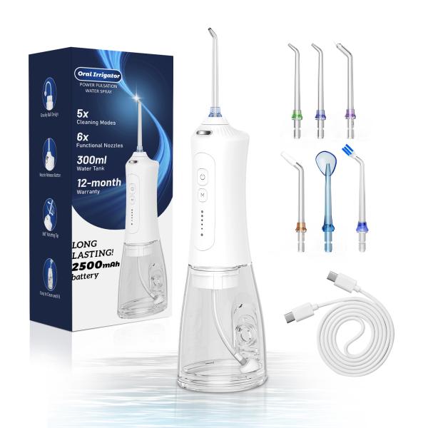 IPX7 Grade 5 Modes Portable Water Flosser Oral Irrigator Teeth Cleaning Cordless Water Flosser