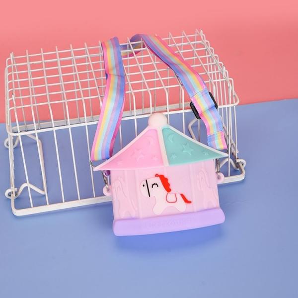 Carousel Kid CrossBody Shoulder Bag BPA Free Silicone Pencil Case For Stationery And Makeup Organization School Supplies