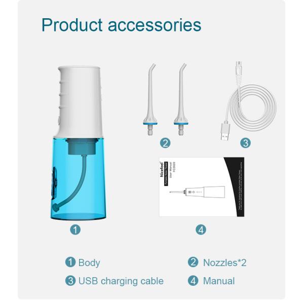 Rechargeable Dental Water Jet Flosser With 320ml Tank 2000mAh Battery