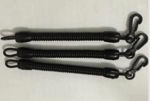 Buy cheap Plastic Spring Clip Coiled Cord and Plastic Snap Hook All in Solid Black Color Good Fasteners product