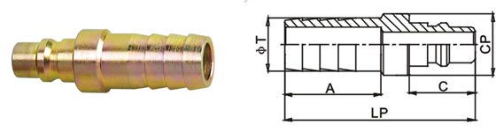 Steel Valve Locking Type Quick Release Pneumatic Connector LSQ-HX In Brass / Steel