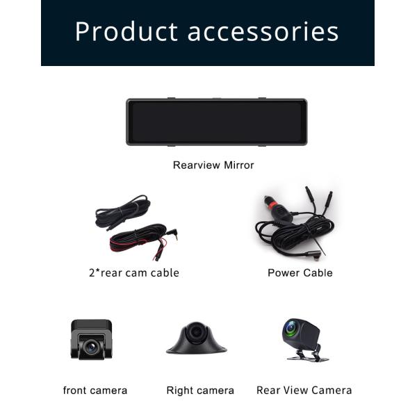 AHD1080P Android Wireless Carplay Rear View Mirror DVR WIFI GPS 3 Cams