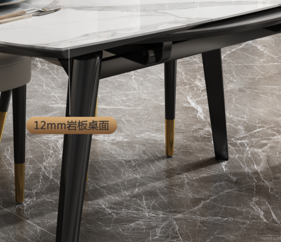 Household Minimalist Marble Dining Table Telescopic Round Anti Collision