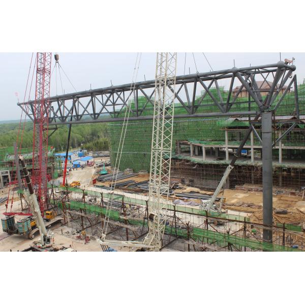 100m Long Span Truss Structure Grey Q345 Steel Tube Trusses On Site Installation