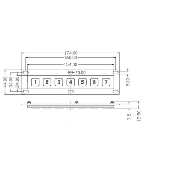 7 Buttons Backlit Numeric Keypad For Access Control Side Key Type