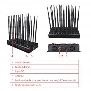 China 45W 22 Antennas Wireless Signal Jammer 40m Remote Control Infrared on sale