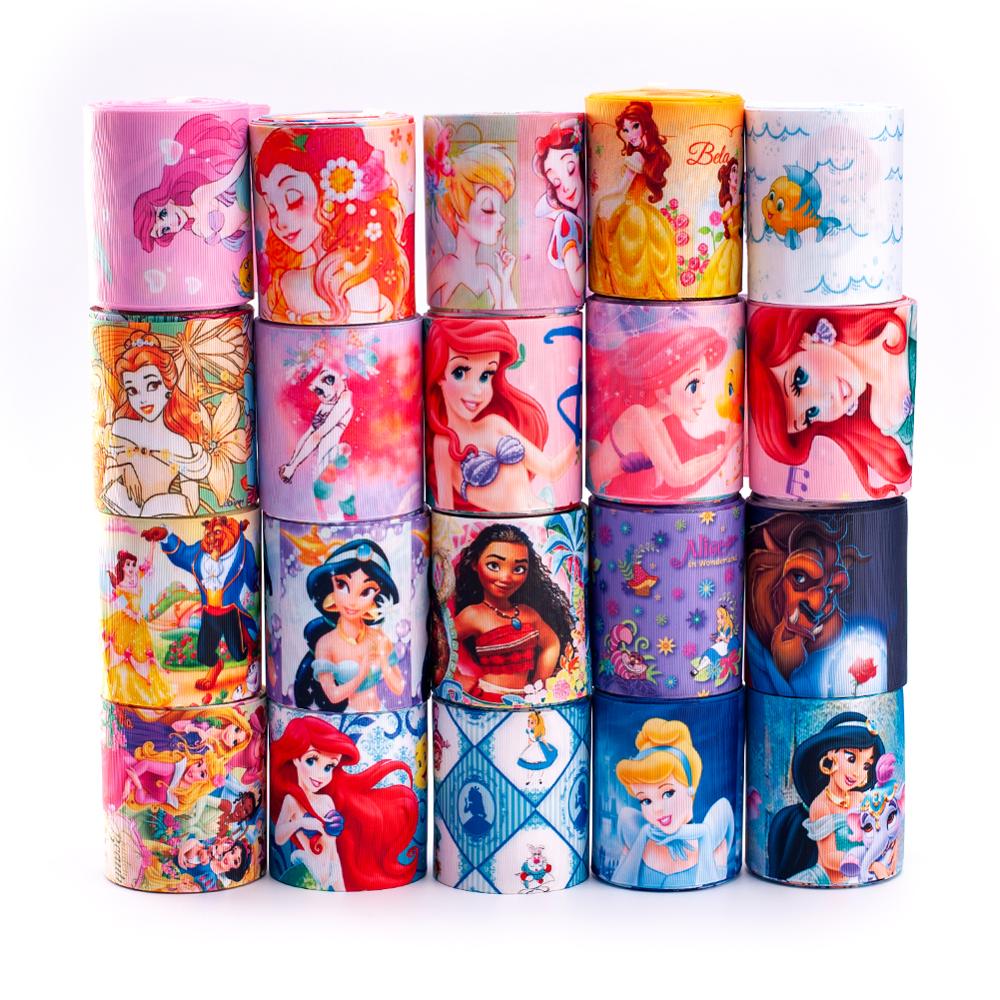 75mm wholesale Cartoon mickey polyester grosgrain heat transfer printed ribbon