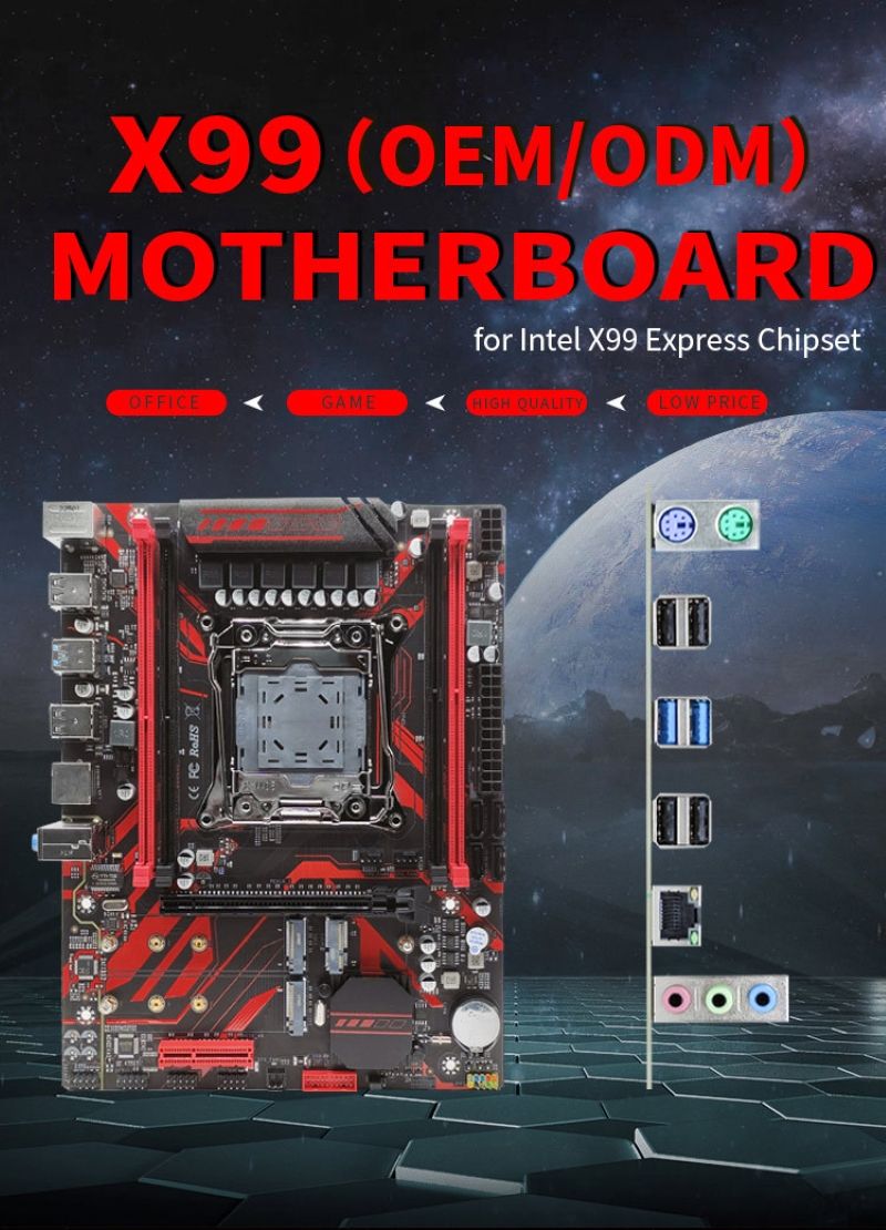 Customized High quality motherboard LGA 2011 motherboard X99 chip for game computer support E5 v3/v4 CPU