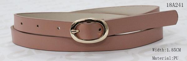 Quality Nude Womens Chunky Brown Belt With Oval Shape Gold Buckle In 1.8cm for sale