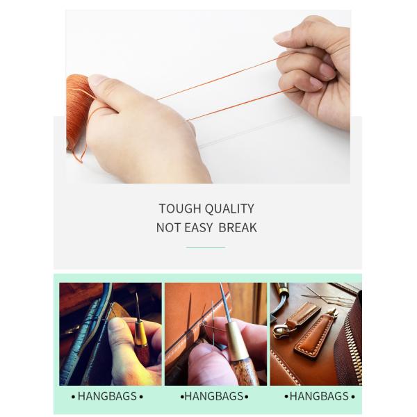 100% Polyester Flat Waxed Thread for Kangfa Waterproof 0.8mm 1mm Polyester Leather 50m