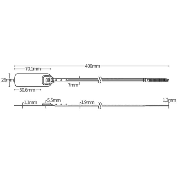 400mm Length 395N Plastic Security Seals Disposable Plastic Tamper Evident Seals
