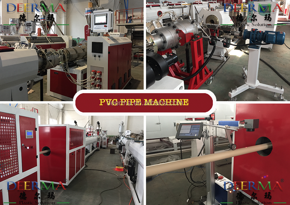 Counter Rotating Twin Screw Extrusion Line 37kw PVC Pipe Manufacturing Machine Customized