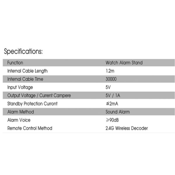 5v 1A Power Supply Independent Security Alarm Unit Smart Watch Remote Control Display Stand