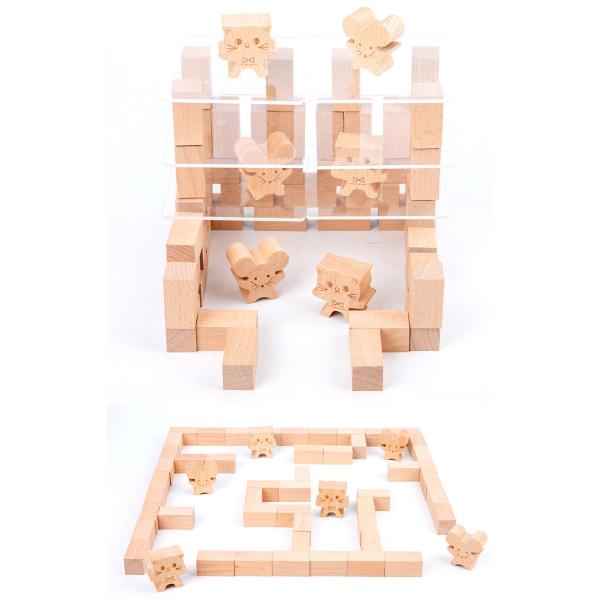 Children'S Stacked Solid Pine Wooden Building Block