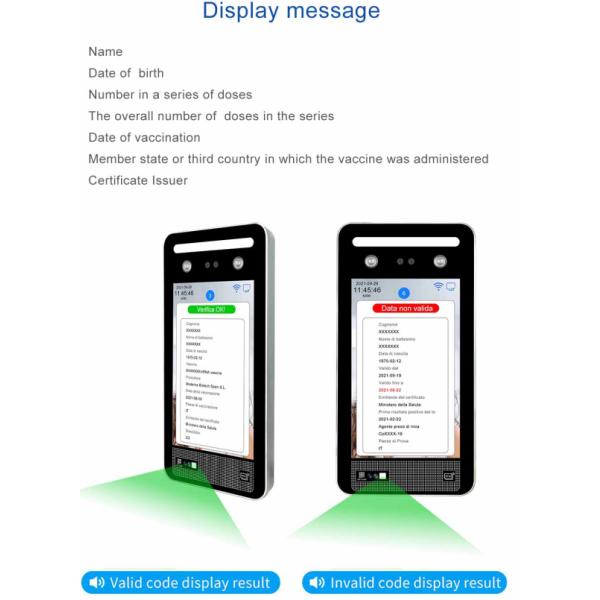 EU QR Code Reader Face Recognition Access Control With C19 App Certificates