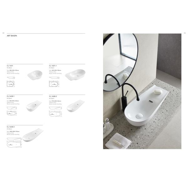Wholesale ALLWELL Oval Ceramic Wash Basin Above Counter Mounted Bathroom Sink