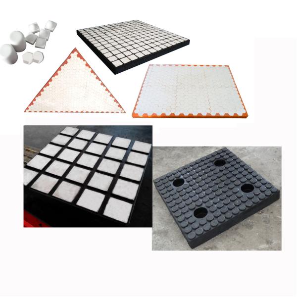 Impact Resistant Ceramic Wear Tiles Cylinder Hexagonal Ceramic Rubber Composite Liner