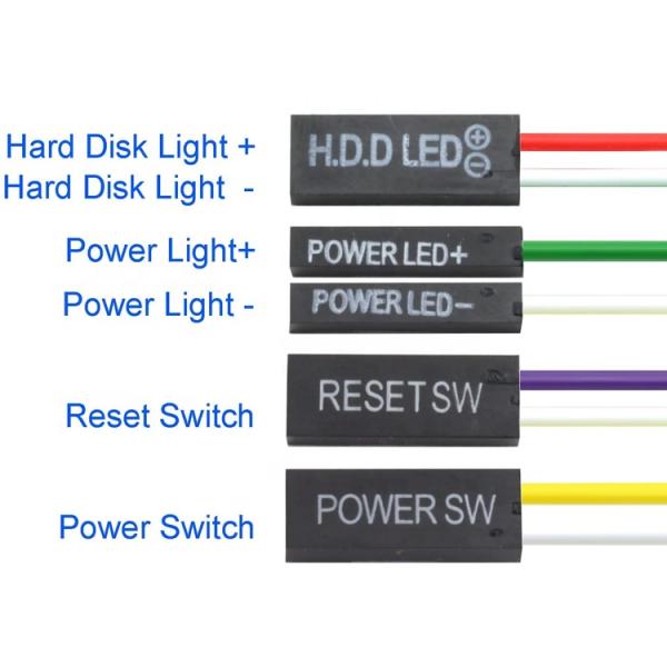 PC Case Computer Motherboard HDD Reset ATX Switch on off Power Cable with Led Light
