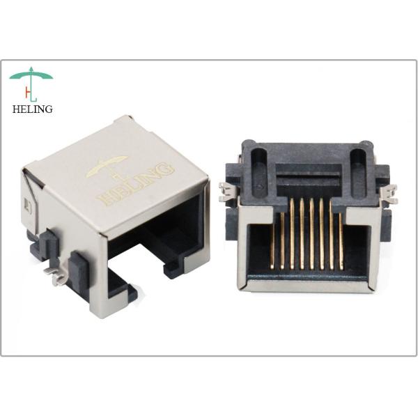 Through Hole Low Profile RJ45 Tab Up Female Lan Connector Customized