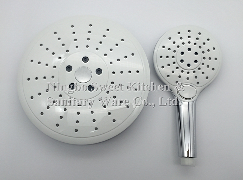 ABS plastic material round shape chrome plating shower head overhead shower top shower rain shower set