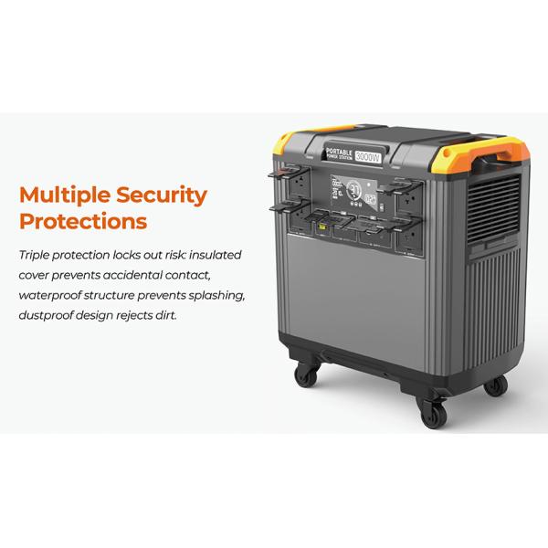 3000W Portable Power Station with EU Plug Flashlight and Jump Starter for Home Outdoor Use