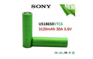 Buy cheap SONY VTC6 18650 Battery 3120mAh 3.6V Li-Ion Battery , Discharge Current 30A High Drain product