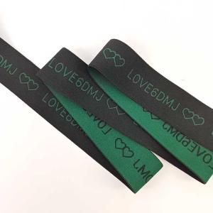 China 4 CM Jacquard Elastic Band Black Elastic Webbing Strap Band Elastic Nylon Webbing Strap with Green Letters on sale