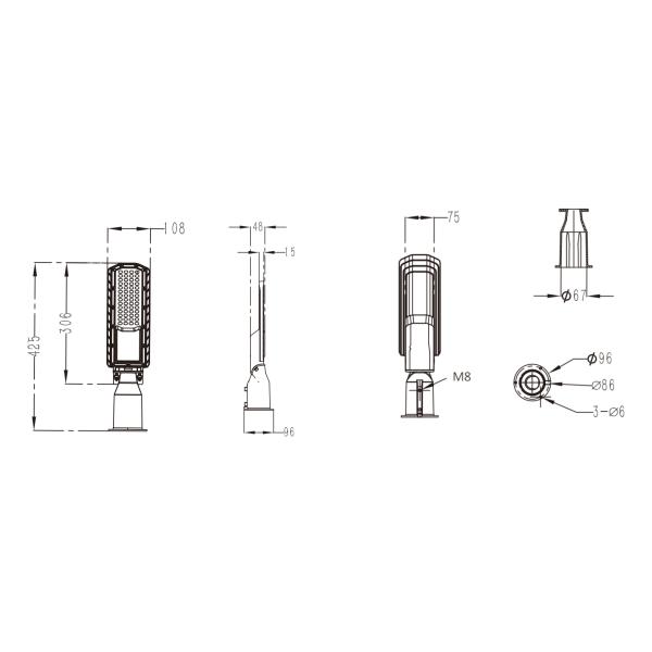 30W 50W 100W 150W 200W IP66 Waterproof City Streetlight Exterior Street Lighting LED Street Light