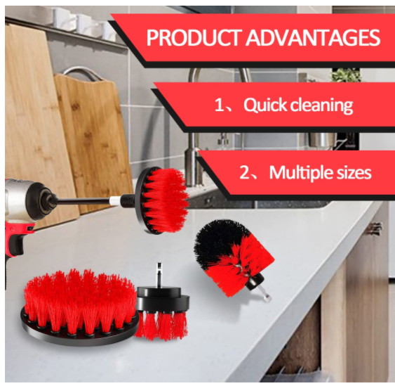 4 Pack Drill Scrubber Brush Multi Purpose Power Scrubber Cleaning Brush