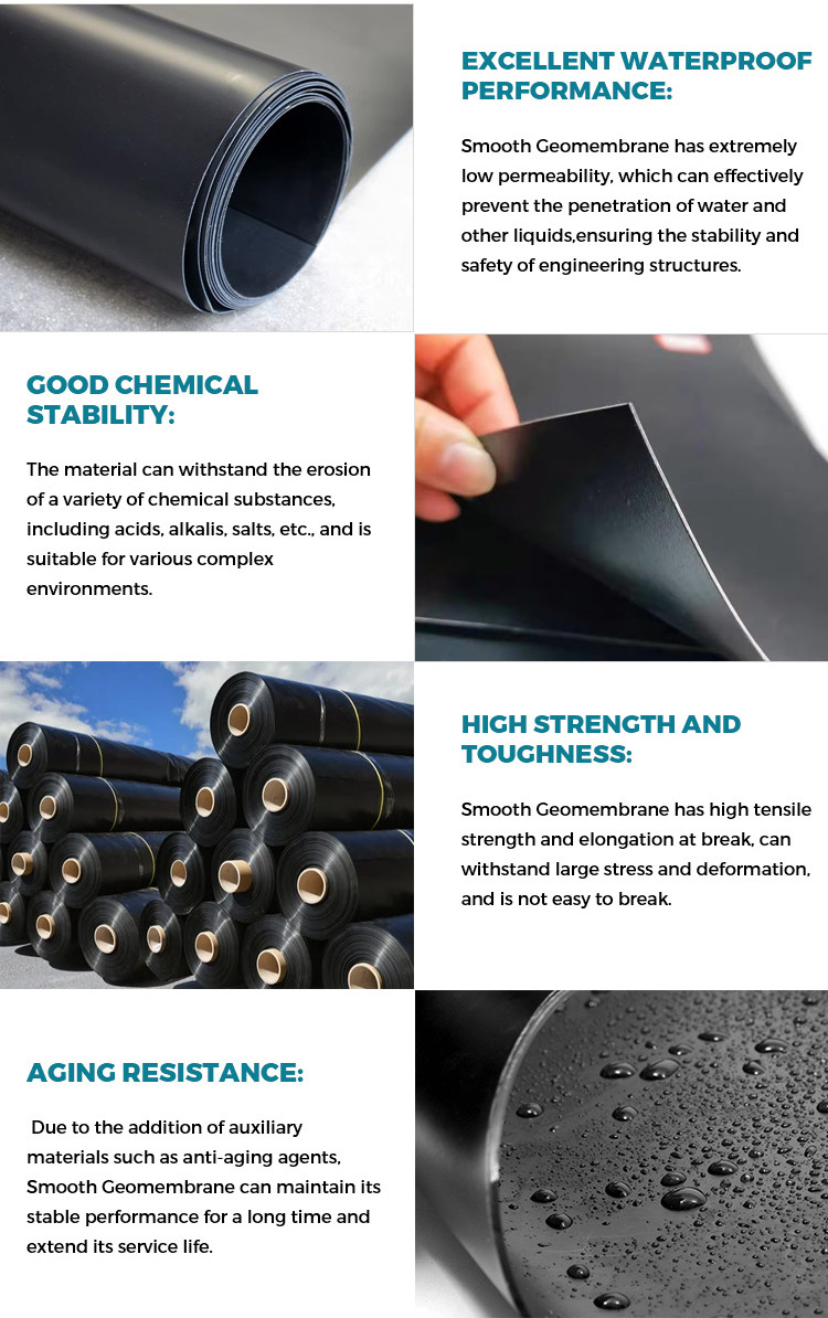 Geomembrane Liners 0.5-2.0mm UV Resistant for Pond Dam Landfill HDPE and LLDPE Material